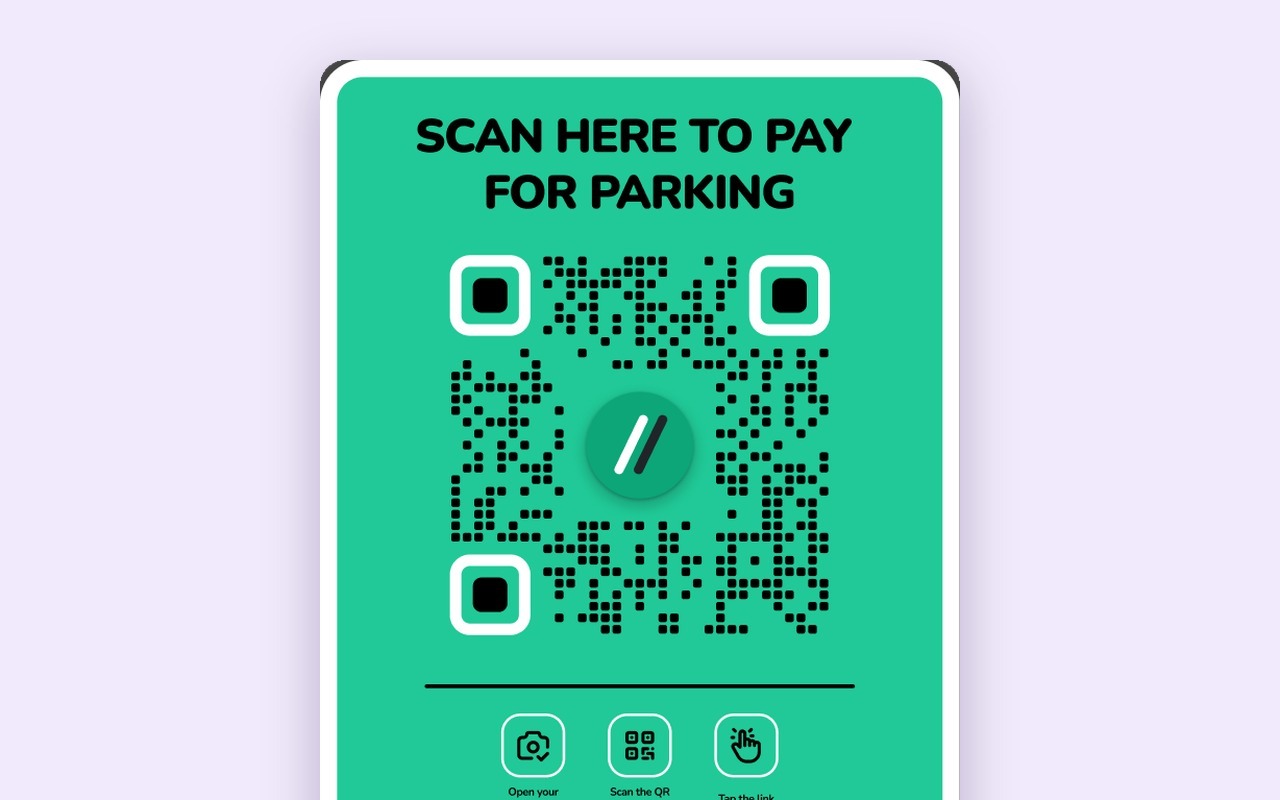 ACME Parking QR sign: scan here to pay for parking at Keystone Lot