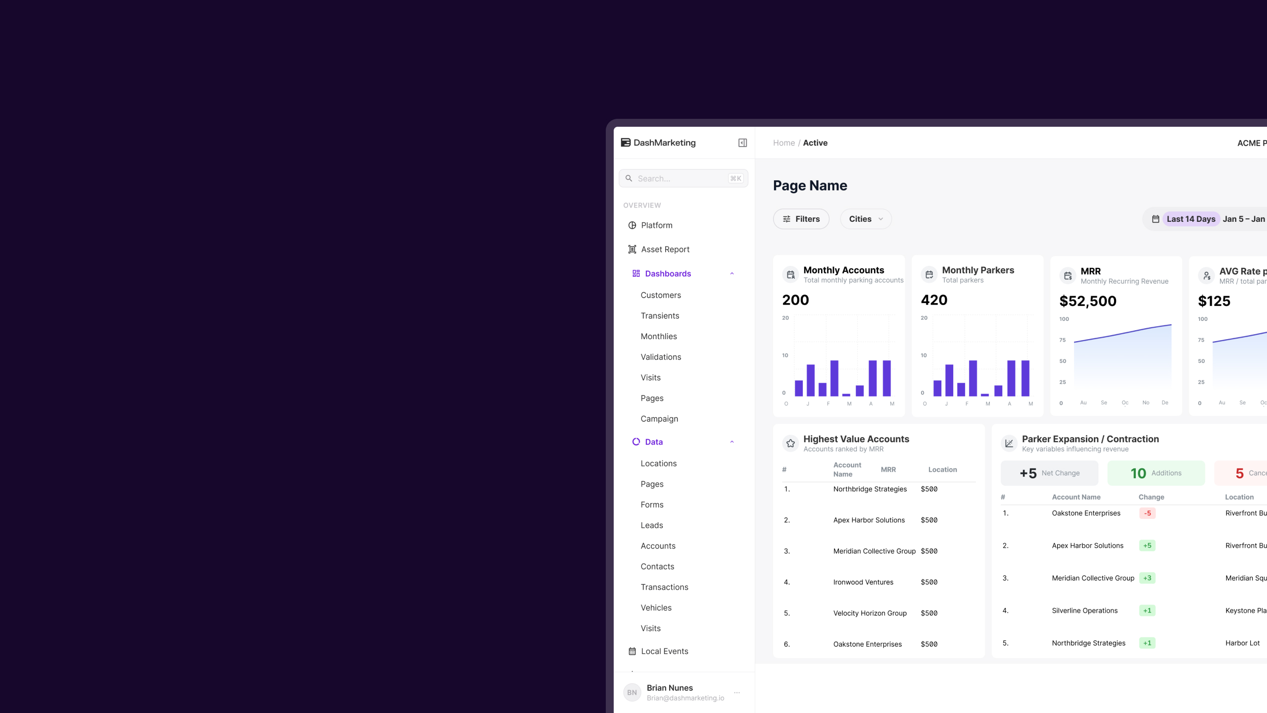DashCore dashboard